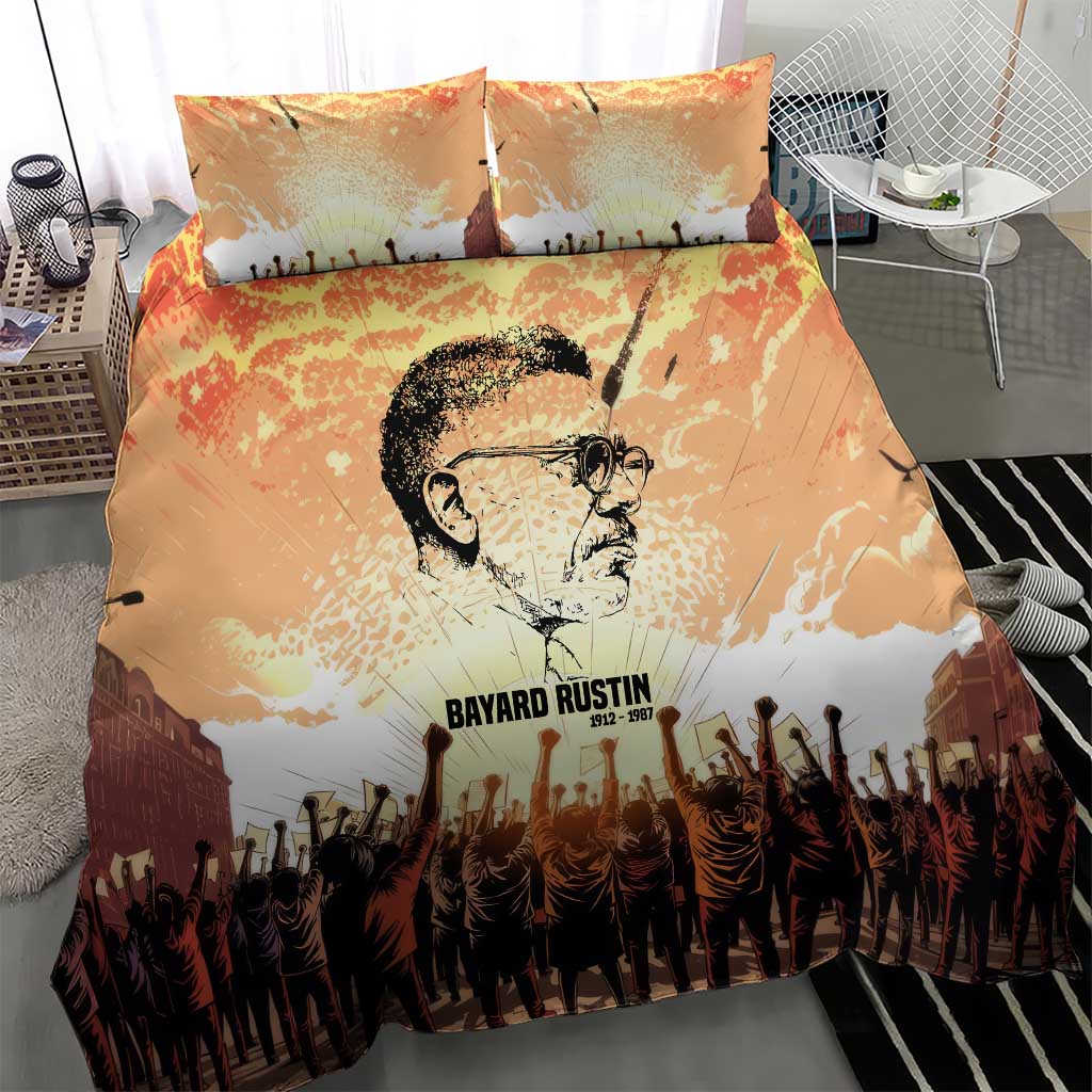 Bayard Rustin Bedding Set with Radical Nonviolence Design Protest Crowd and Courage Civil Rights Tribute - African Pride