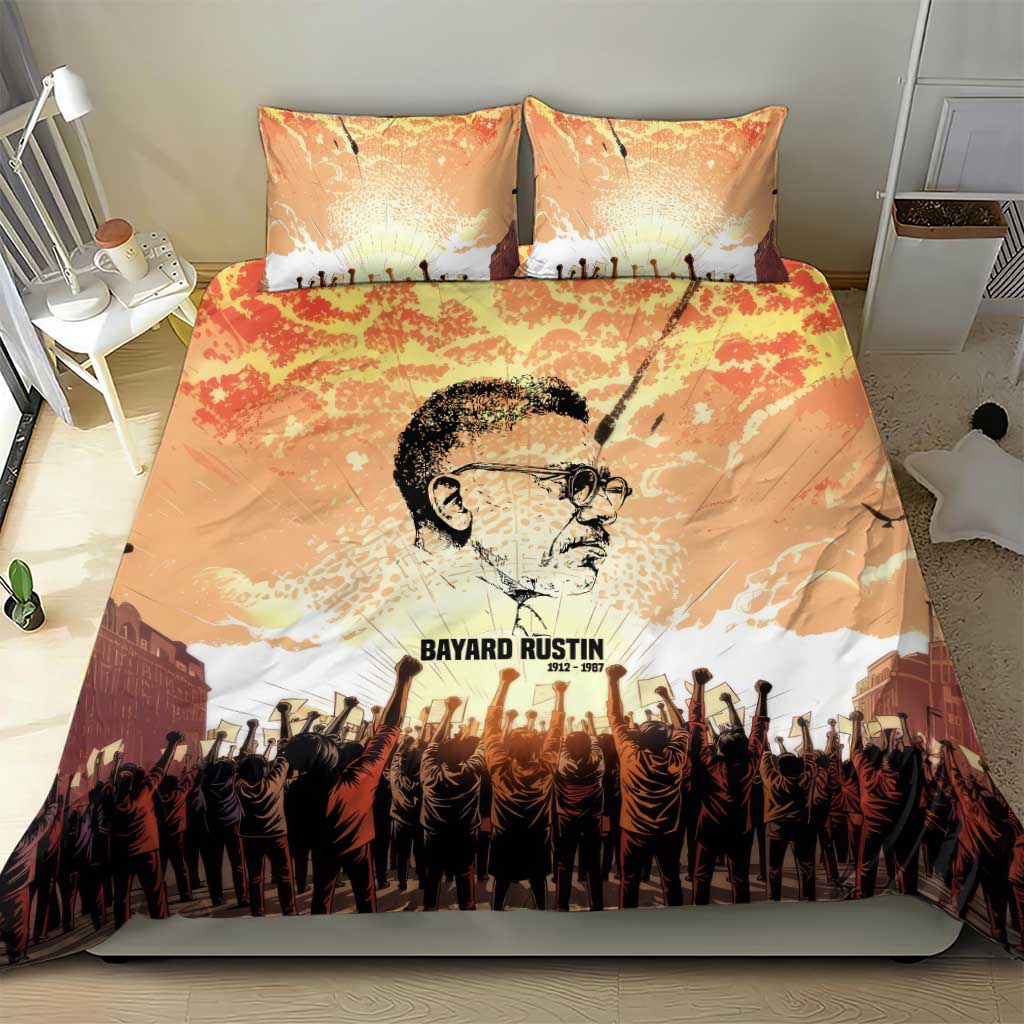 Bayard Rustin Bedding Set with Radical Nonviolence Design Protest Crowd and Courage Civil Rights Tribute - African Pride