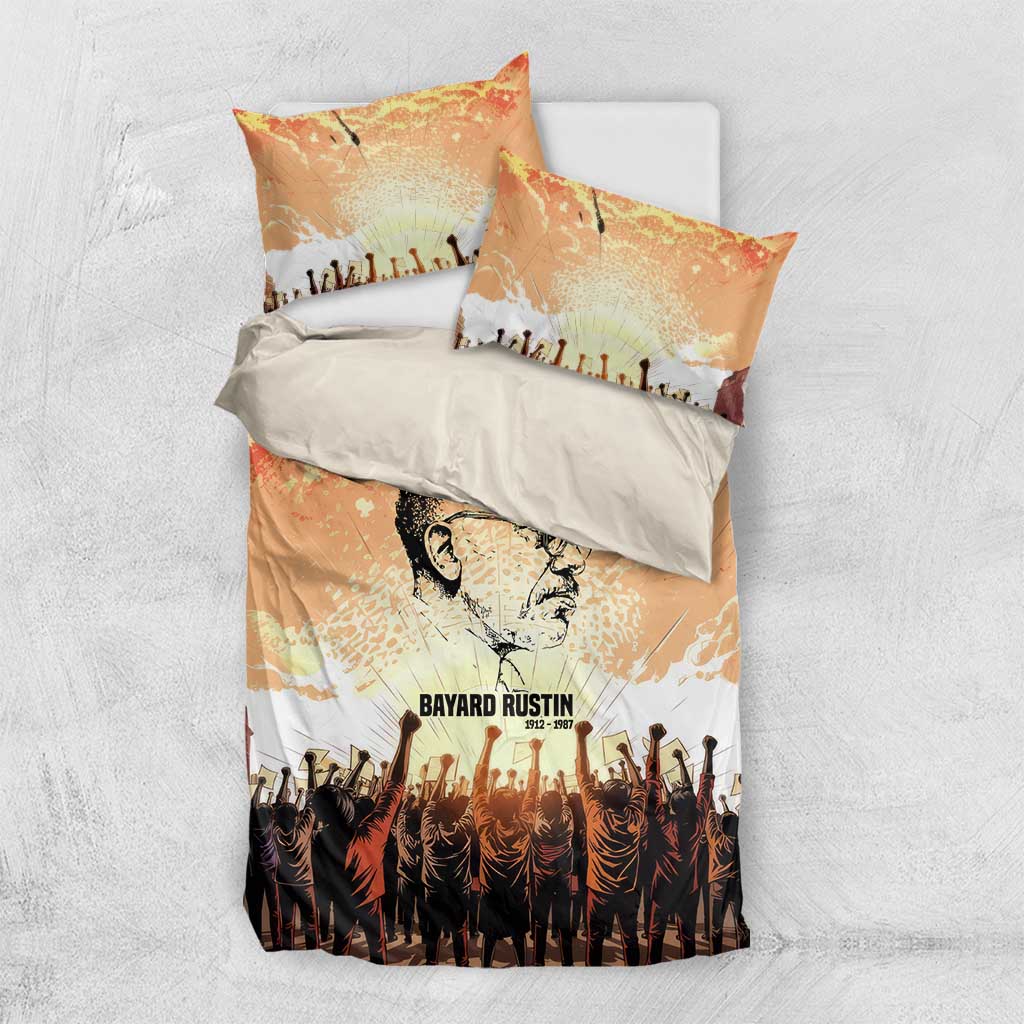 Bayard Rustin Bedding Set with Radical Nonviolence Design Protest Crowd and Courage Civil Rights Tribute - African Pride