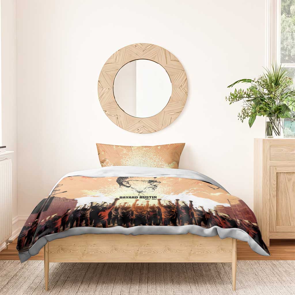 Bayard Rustin Bedding Set with Radical Nonviolence Design Protest Crowd and Courage Civil Rights Tribute - African Pride