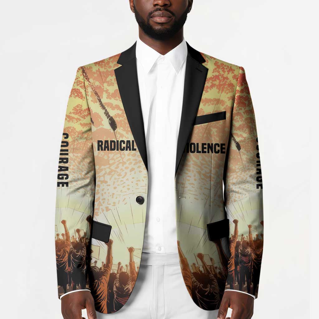 Bayard Rustin Blazer with Radical Nonviolence Design Protest Crowd and Courage Civil Rights Tribute - African Pride