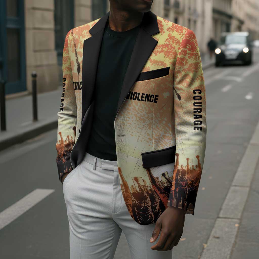 Bayard Rustin Blazer with Radical Nonviolence Design Protest Crowd and Courage Civil Rights Tribute - African Pride