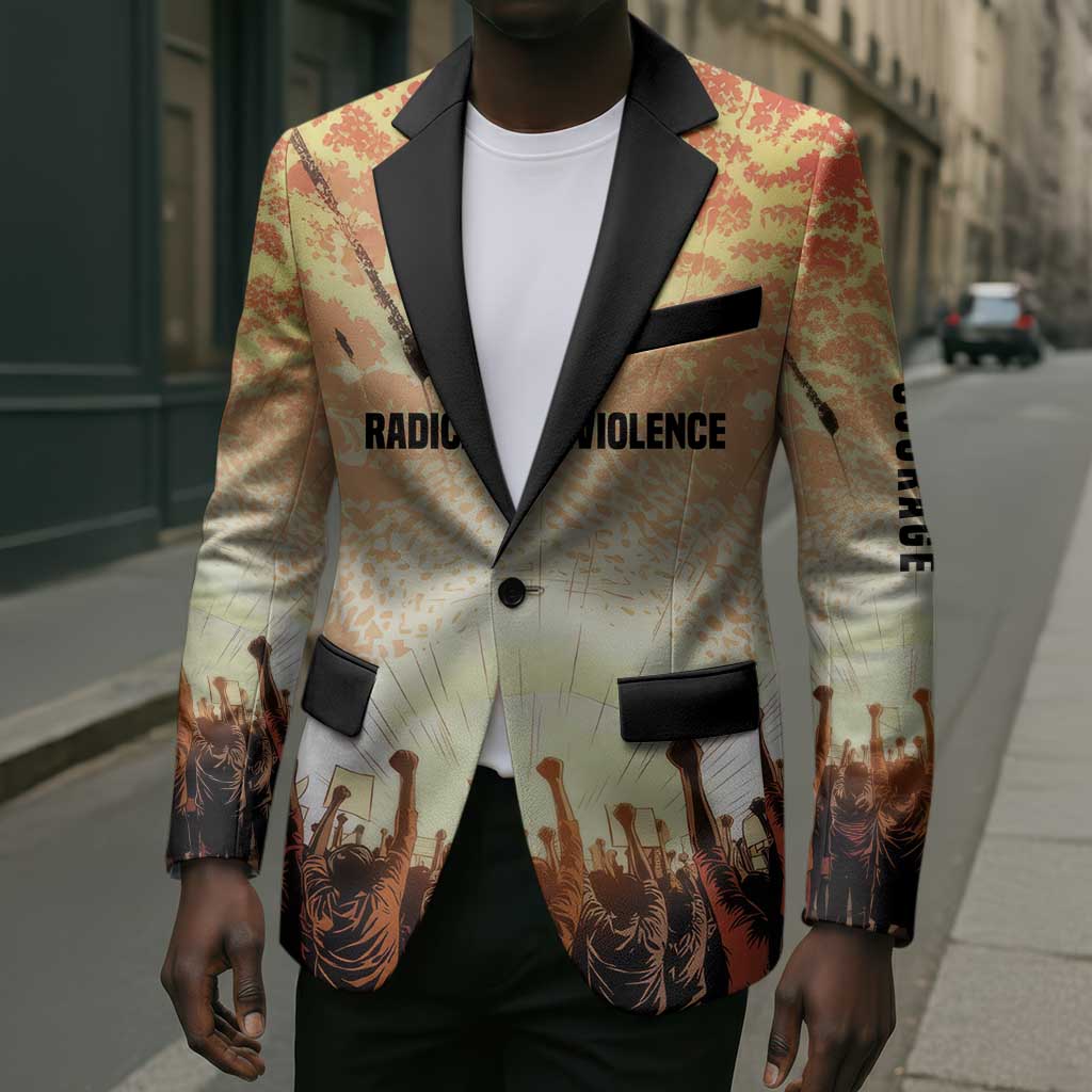 Bayard Rustin Blazer with Radical Nonviolence Design Protest Crowd and Courage Civil Rights Tribute - African Pride