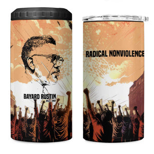 Bayard Rustin 4 in 1 Can Cooler Tumbler with Radical Nonviolence Design Protest Crowd and Courage Civil Rights Tribute - African Pride