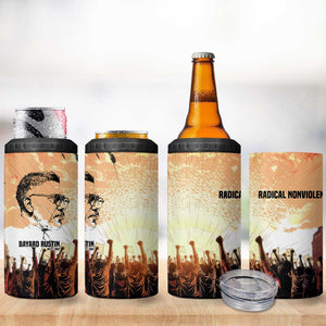 Bayard Rustin 4 in 1 Can Cooler Tumbler with Radical Nonviolence Design Protest Crowd and Courage Civil Rights Tribute - African Pride