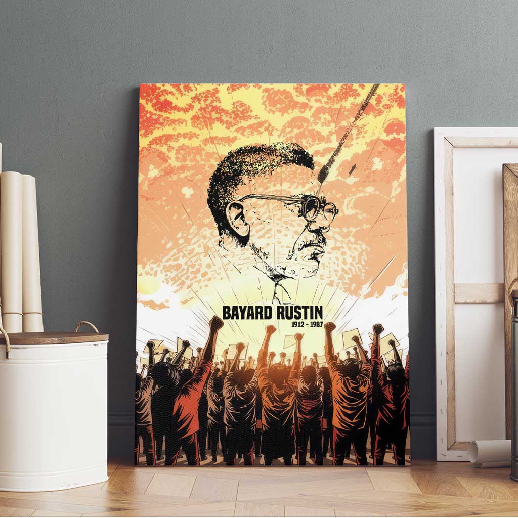 Bayard Rustin Canvas Wall Art with Radical Nonviolence Design Protest Crowd and Courage Civil Rights Tribute - African Pride