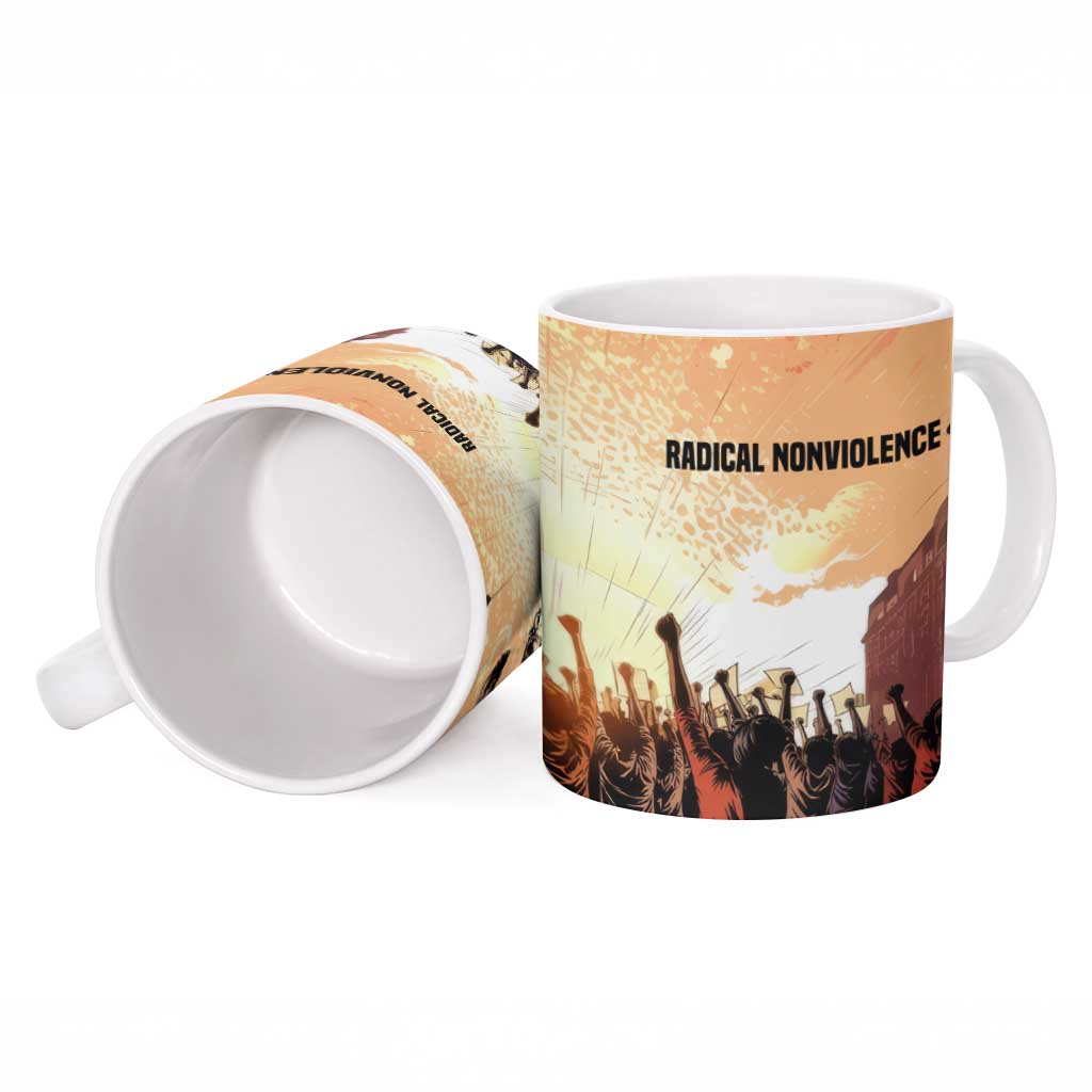 Bayard Rustin Ceramic Mug with Radical Nonviolence Design Protest Crowd and Courage Civil Rights Tribute - African Pride