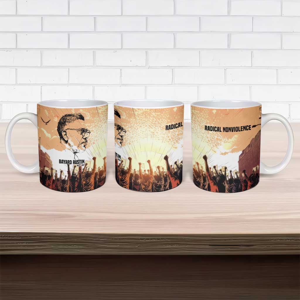 Bayard Rustin Ceramic Mug with Radical Nonviolence Design Protest Crowd and Courage Civil Rights Tribute - African Pride