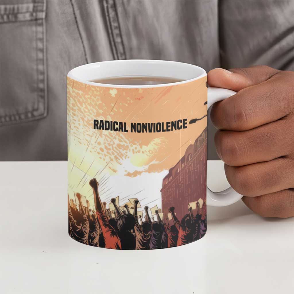 Bayard Rustin Ceramic Mug with Radical Nonviolence Design Protest Crowd and Courage Civil Rights Tribute - African Pride