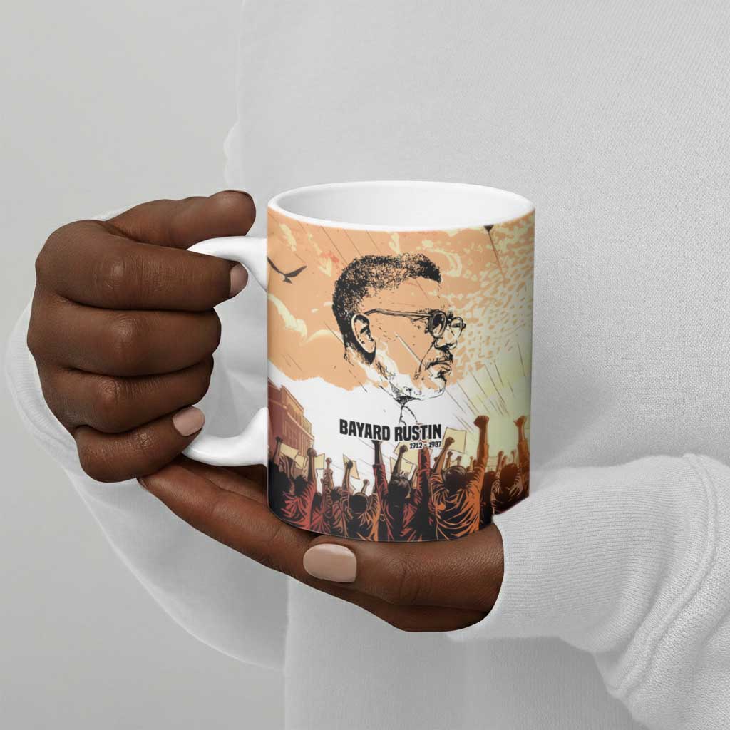 Bayard Rustin Ceramic Mug with Radical Nonviolence Design Protest Crowd and Courage Civil Rights Tribute - African Pride