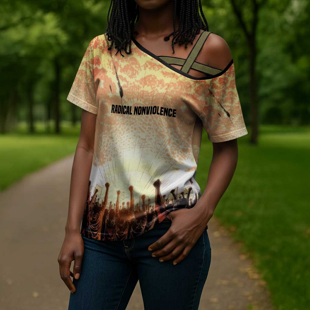 Bayard Rustin Cross Shoulder Shirt with Radical Nonviolence Design Protest Crowd and Courage Civil Rights Tribute - African Pride