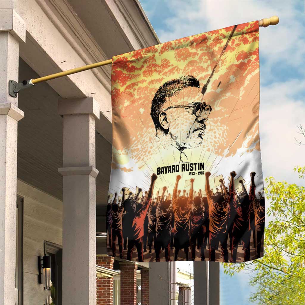 Bayard Rustin Garden Flag with Radical Nonviolence Design Protest Crowd and Courage Civil Rights Tribute - African Pride