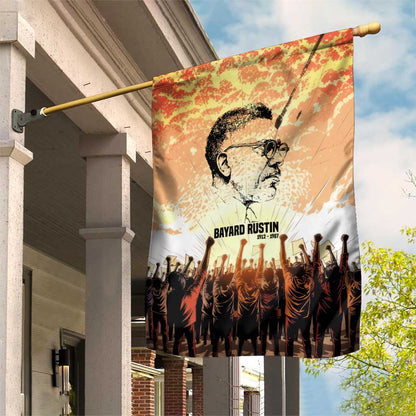 Bayard Rustin Garden Flag with Radical Nonviolence Design Protest Crowd and Courage Civil Rights Tribute - African Pride