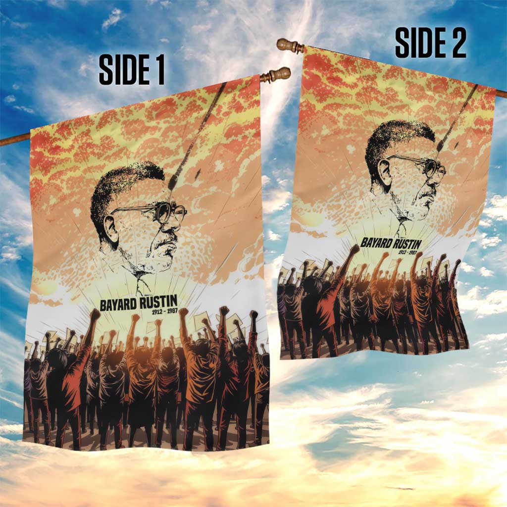 Bayard Rustin Garden Flag with Radical Nonviolence Design Protest Crowd and Courage Civil Rights Tribute - African Pride