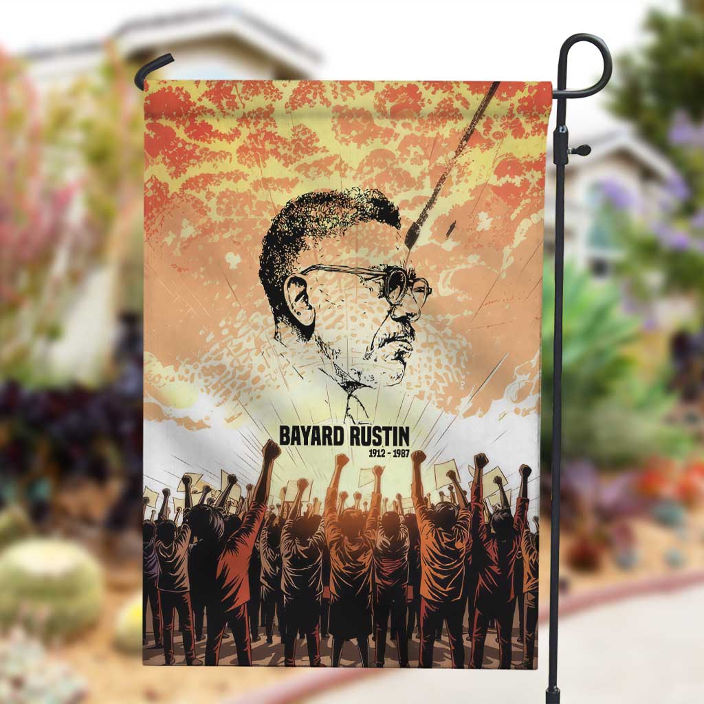 Bayard Rustin Garden Flag with Radical Nonviolence Design Protest Crowd and Courage Civil Rights Tribute - African Pride