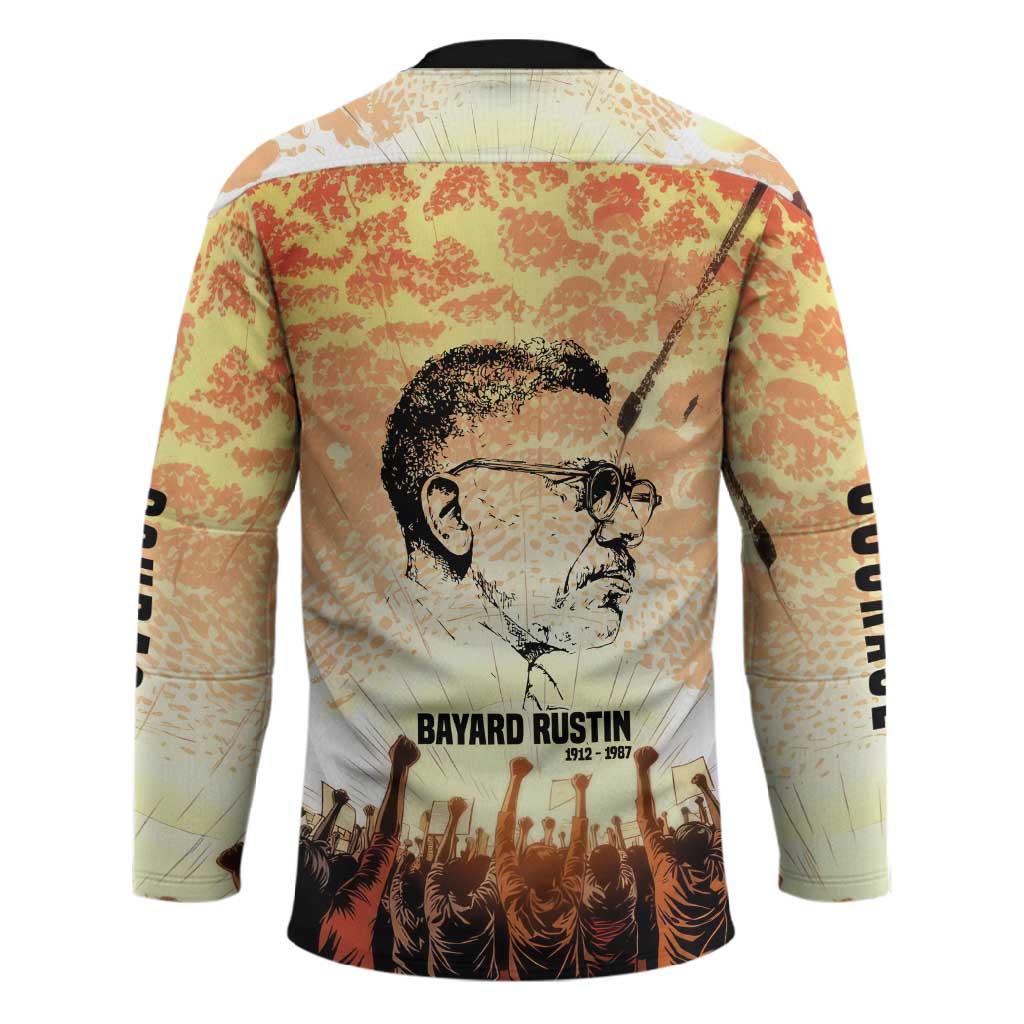 Bayard Rustin Hockey Jersey with Radical Nonviolence Design Protest Crowd and Courage Civil Rights Tribute - African Pride