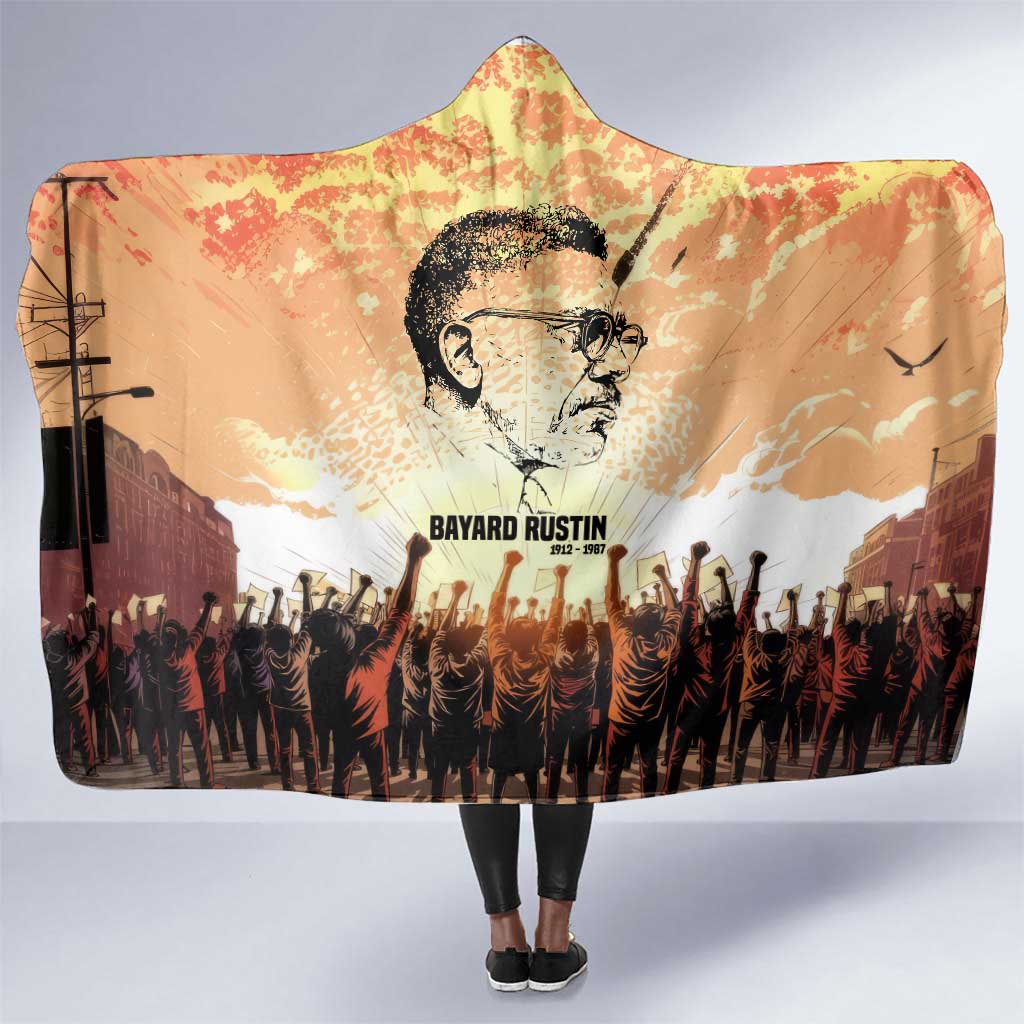 Bayard Rustin Hooded Blanket with Radical Nonviolence Design Protest Crowd and Courage Civil Rights Tribute - African Pride