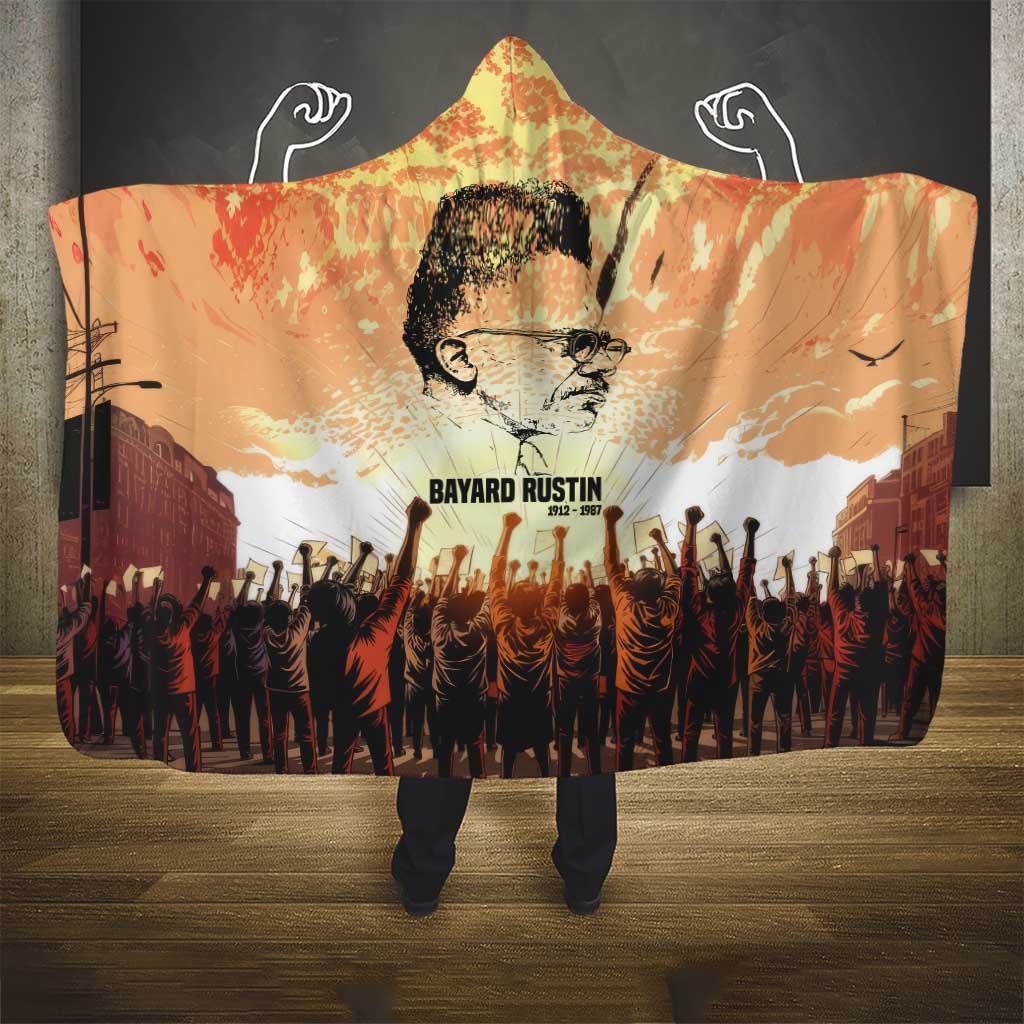 Bayard Rustin Hooded Blanket with Radical Nonviolence Design Protest Crowd and Courage Civil Rights Tribute - African Pride