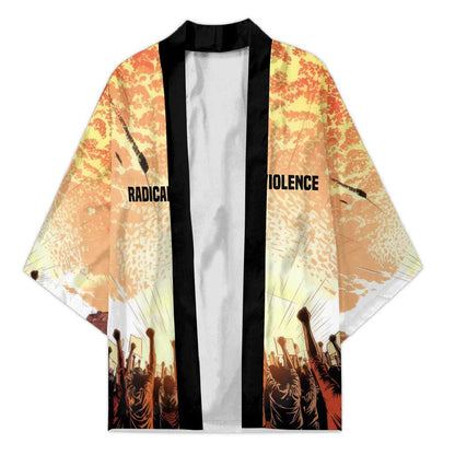 Bayard Rustin Kimono with Radical Nonviolence Design Protest Crowd and Courage Civil Rights Tribute - African Pride