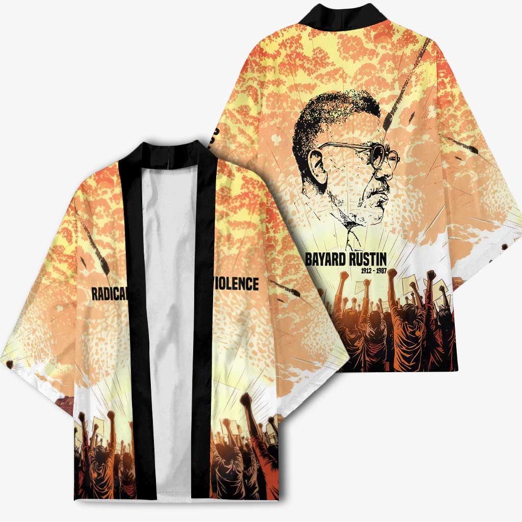 Bayard Rustin Kimono with Radical Nonviolence Design Protest Crowd and Courage Civil Rights Tribute - African Pride
