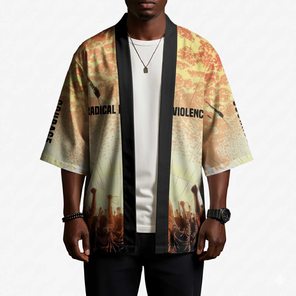 Bayard Rustin Kimono with Radical Nonviolence Design Protest Crowd and Courage Civil Rights Tribute - African Pride