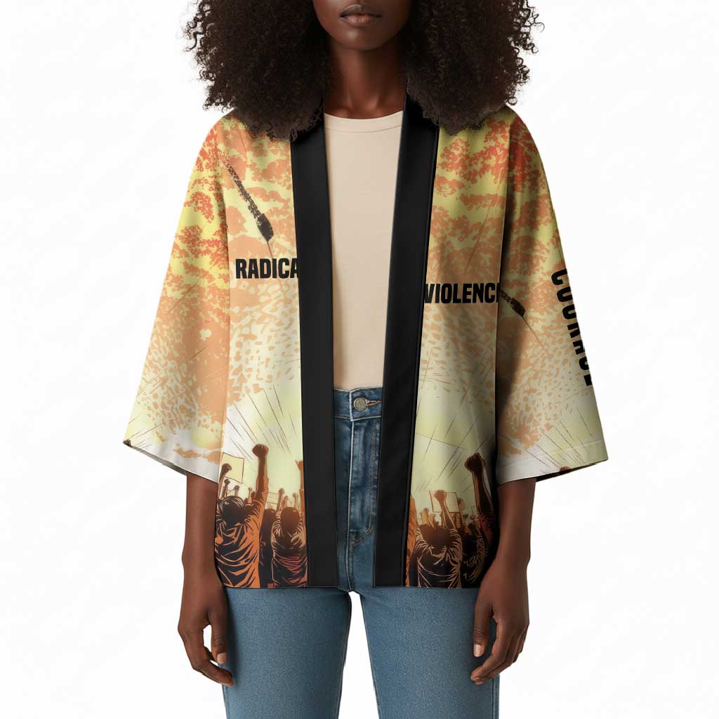 Bayard Rustin Kimono with Radical Nonviolence Design Protest Crowd and Courage Civil Rights Tribute - African Pride