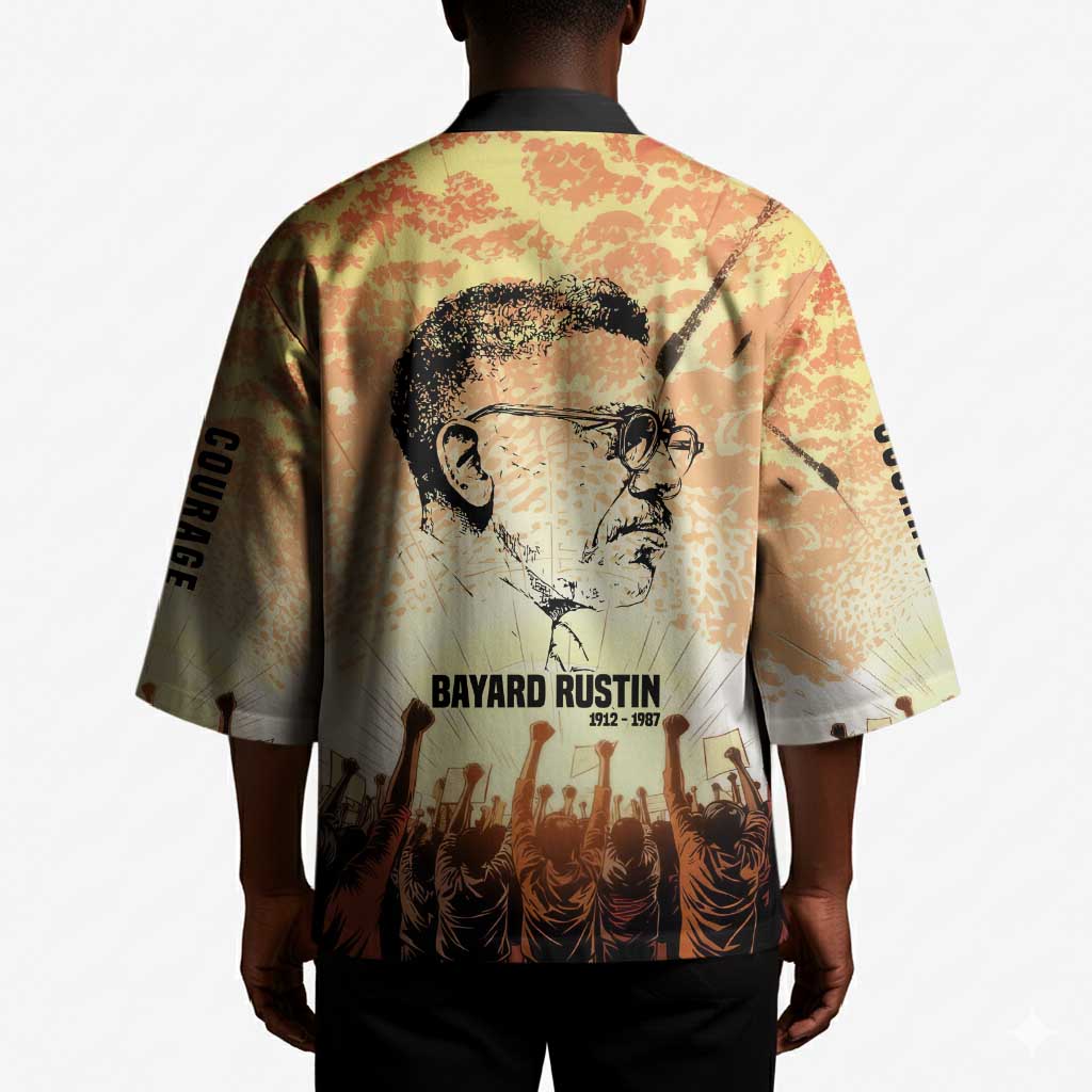 Bayard Rustin Kimono with Radical Nonviolence Design Protest Crowd and Courage Civil Rights Tribute - African Pride