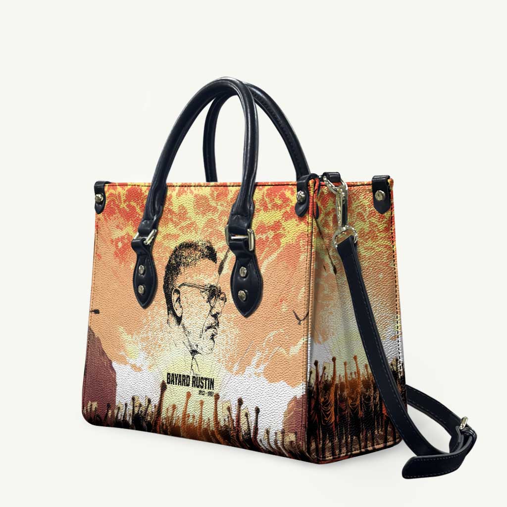 Bayard Rustin Leather Bag with Radical Nonviolence Design Protest Crowd and Courage Civil Rights Tribute - African Pride