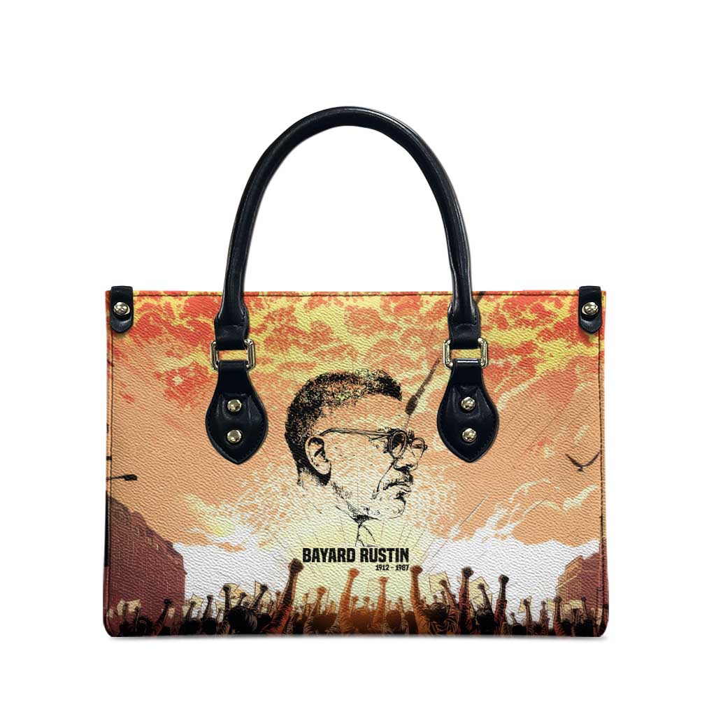 Bayard Rustin Leather Bag with Radical Nonviolence Design Protest Crowd and Courage Civil Rights Tribute - African Pride