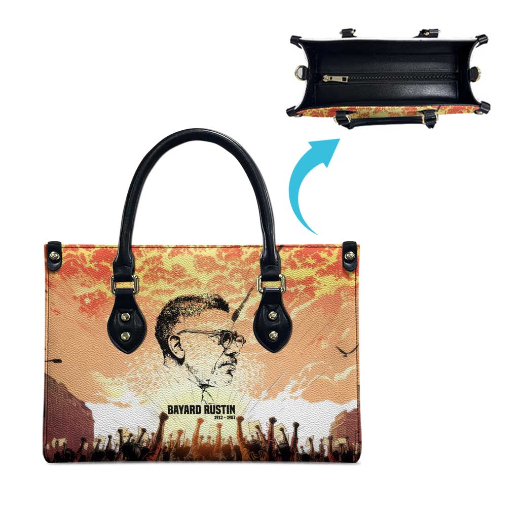 Bayard Rustin Leather Bag with Radical Nonviolence Design Protest Crowd and Courage Civil Rights Tribute - African Pride