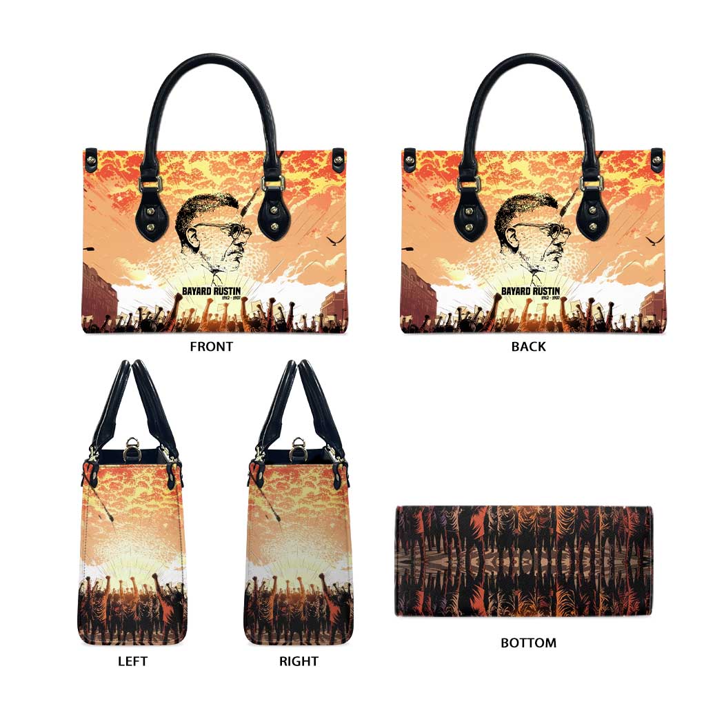 Bayard Rustin Leather Bag with Radical Nonviolence Design Protest Crowd and Courage Civil Rights Tribute - African Pride