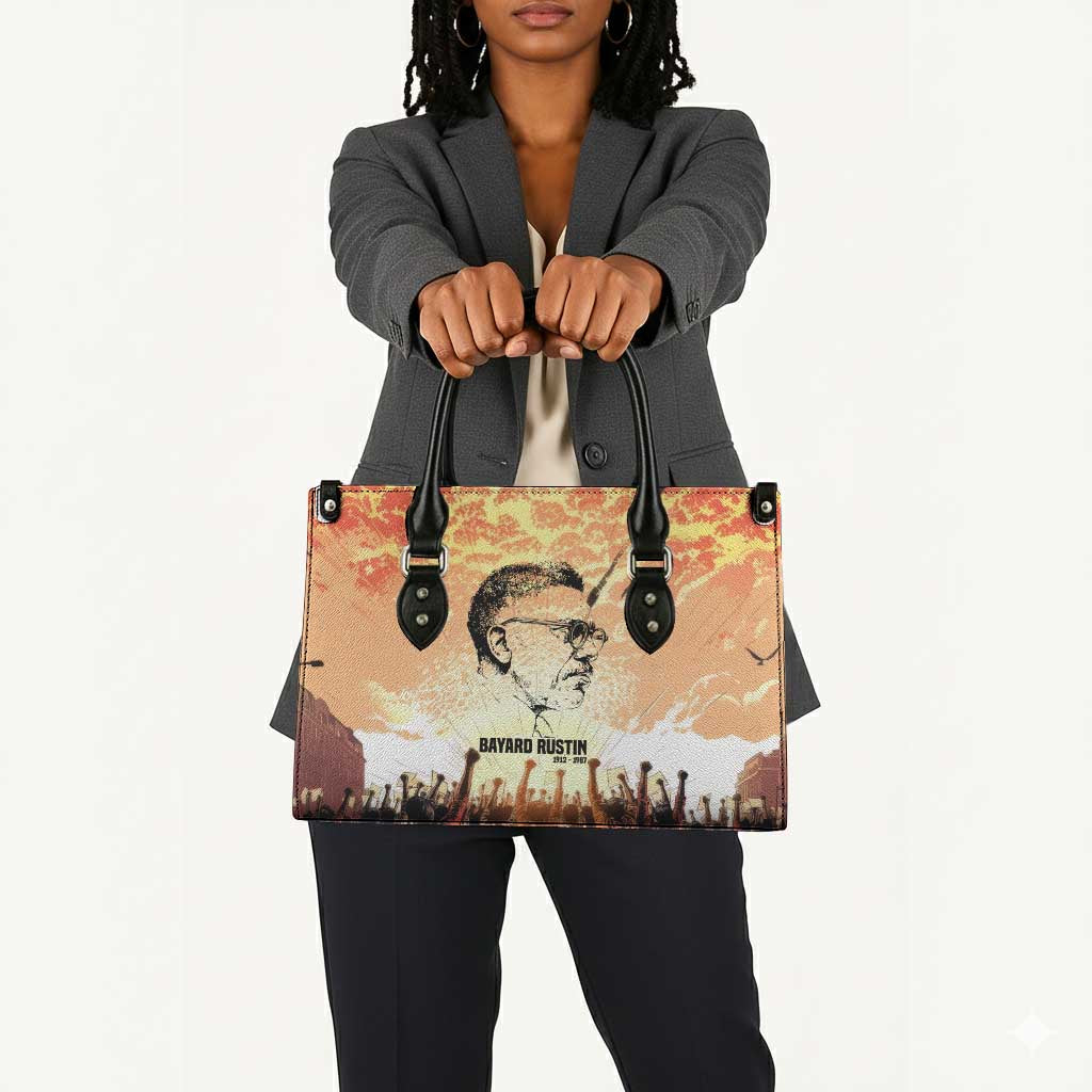 Bayard Rustin Leather Bag with Radical Nonviolence Design Protest Crowd and Courage Civil Rights Tribute - African Pride
