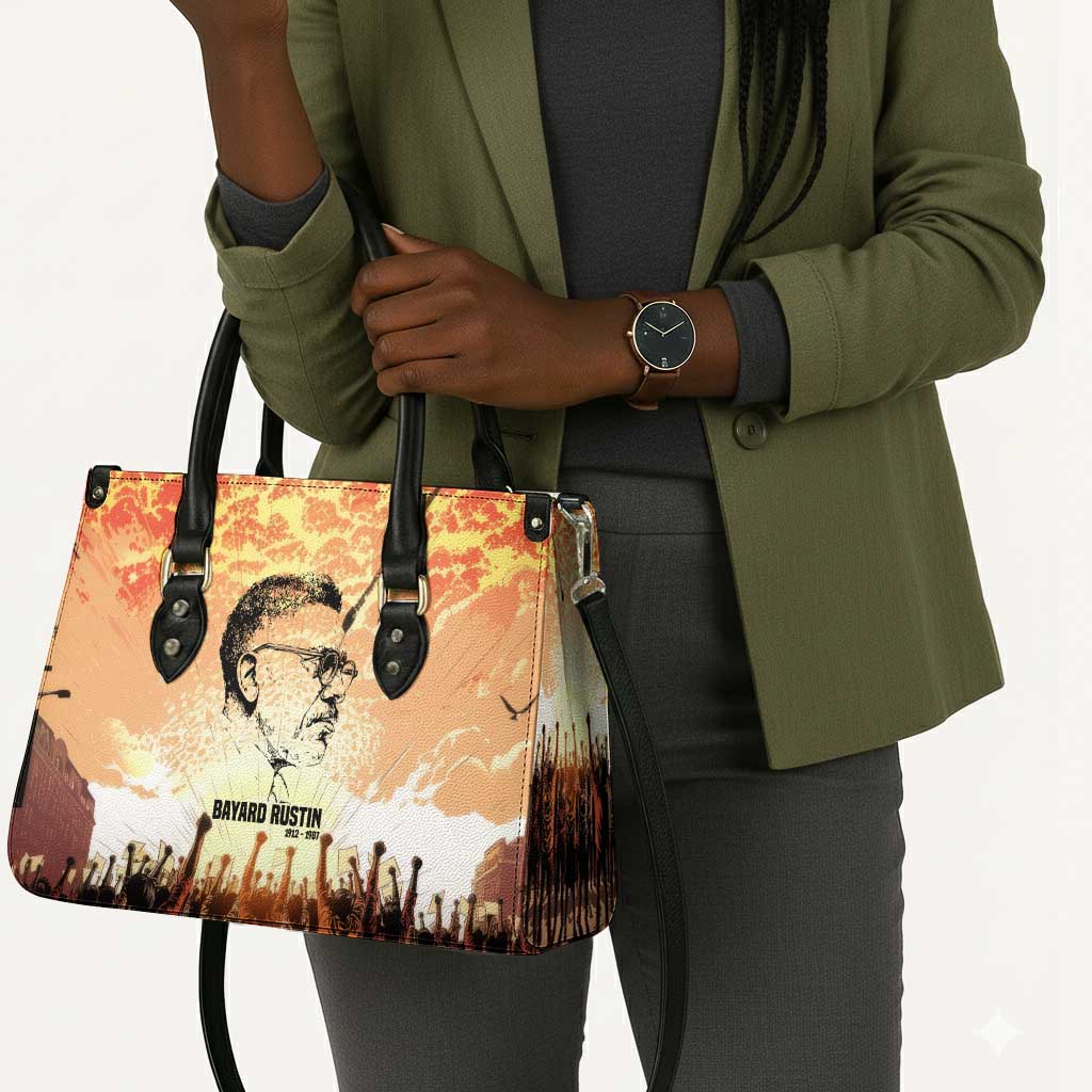 Bayard Rustin Leather Bag with Radical Nonviolence Design Protest Crowd and Courage Civil Rights Tribute - African Pride