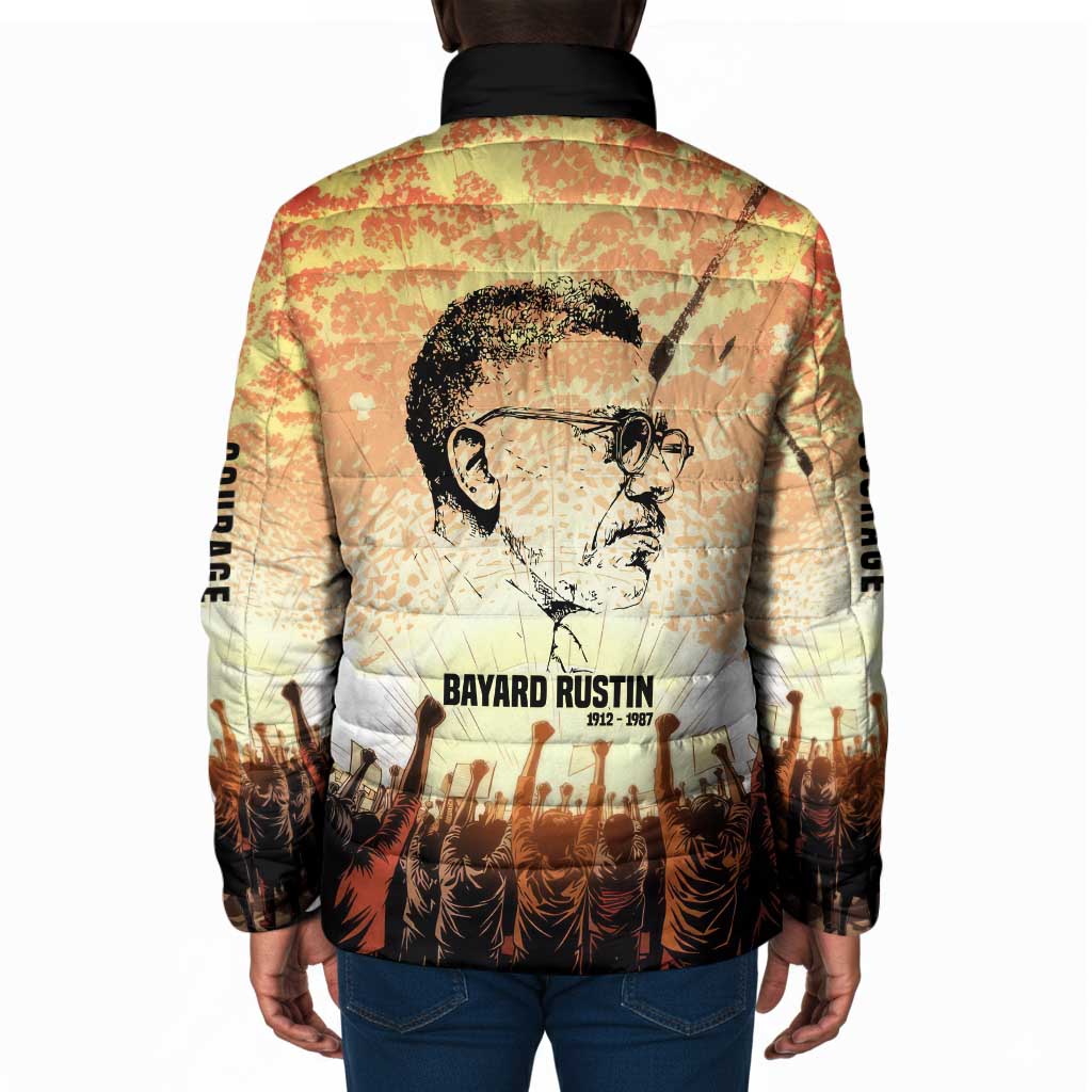 Bayard Rustin Padded Jacket with Radical Nonviolence Design Protest Crowd and Courage Civil Rights Tribute - African Pride