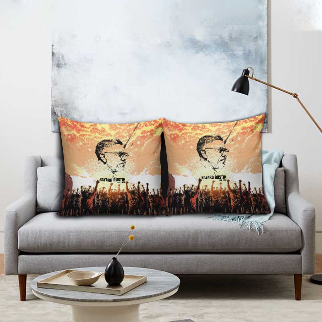 Bayard Rustin Pillow Cover with Radical Nonviolence Design Protest Crowd and Courage Civil Rights Tribute - African Pride