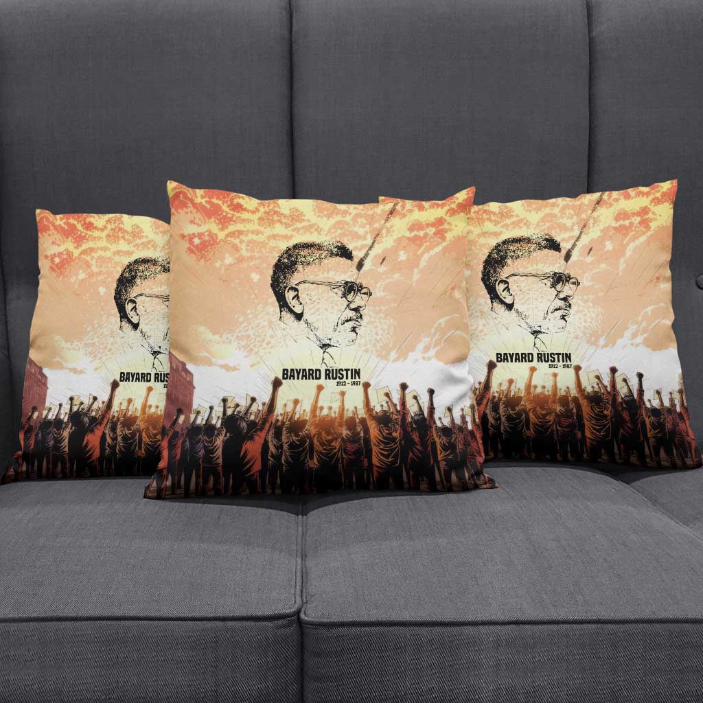 Bayard Rustin Pillow Cover with Radical Nonviolence Design Protest Crowd and Courage Civil Rights Tribute - African Pride