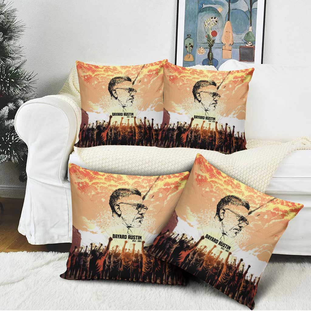 Bayard Rustin Pillow Cover with Radical Nonviolence Design Protest Crowd and Courage Civil Rights Tribute - African Pride
