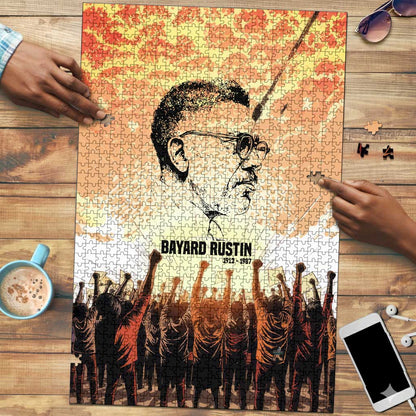 Bayard Rustin Puzzle with Radical Nonviolence Design Protest Crowd and Courage Civil Rights Tribute - African Pride
