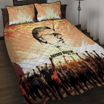 Bayard Rustin Quilt Bed Set with Radical Nonviolence Design Protest Crowd and Courage Civil Rights Tribute - African Pride