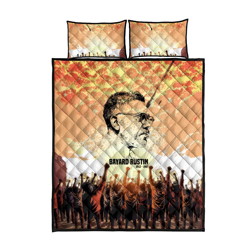 Bayard Rustin Quilt Bed Set with Radical Nonviolence Design Protest Crowd and Courage Civil Rights Tribute - African Pride