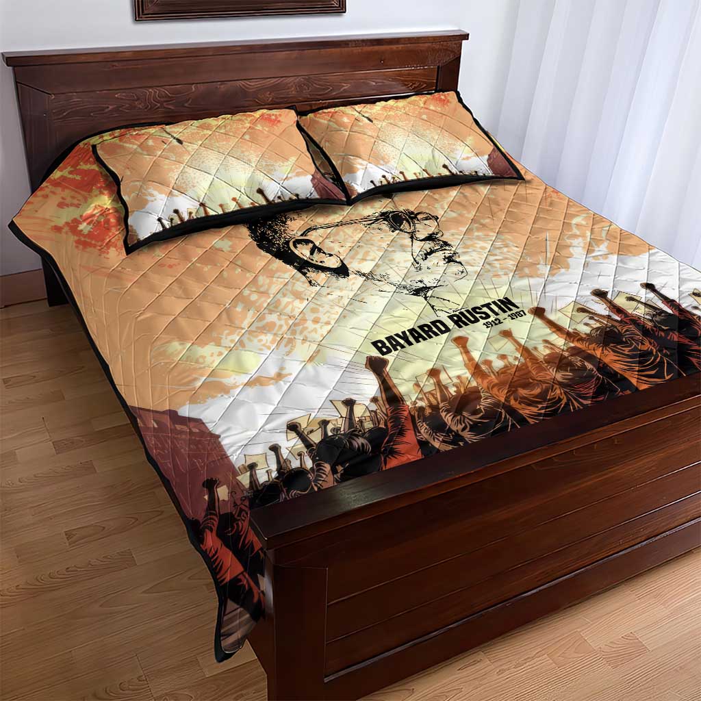 Bayard Rustin Quilt Bed Set with Radical Nonviolence Design Protest Crowd and Courage Civil Rights Tribute - African Pride