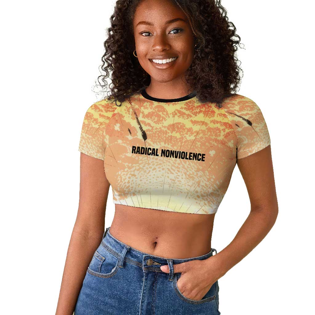 Bayard Rustin Raglan Cropped T shirt with Radical Nonviolence Design Protest Crowd and Courage Civil Rights Tribute - African Pride