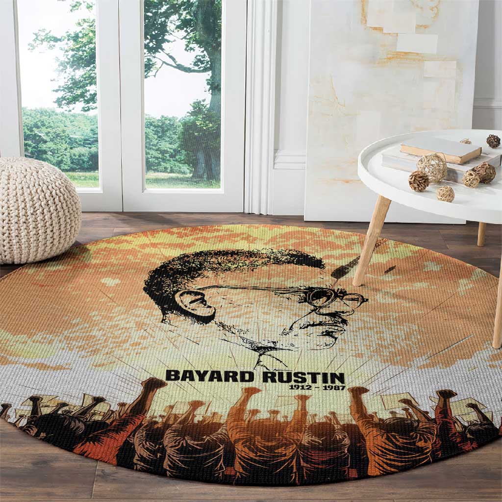 Bayard Rustin Round Carpet with Radical Nonviolence Design Protest Crowd and Courage Civil Rights Tribute - African Pride
