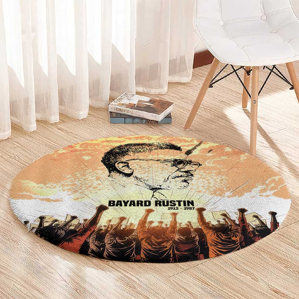 Bayard Rustin Round Carpet with Radical Nonviolence Design Protest Crowd and Courage Civil Rights Tribute - African Pride