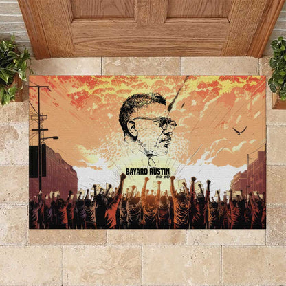 Bayard Rustin Rubber Doormat with Radical Nonviolence Design Protest Crowd and Courage Civil Rights Tribute - African Pride
