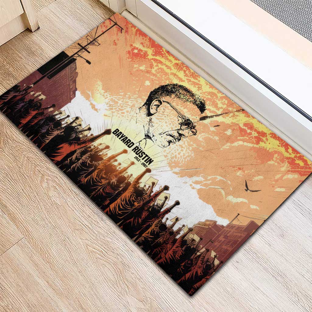 Bayard Rustin Rubber Doormat with Radical Nonviolence Design Protest Crowd and Courage Civil Rights Tribute - African Pride