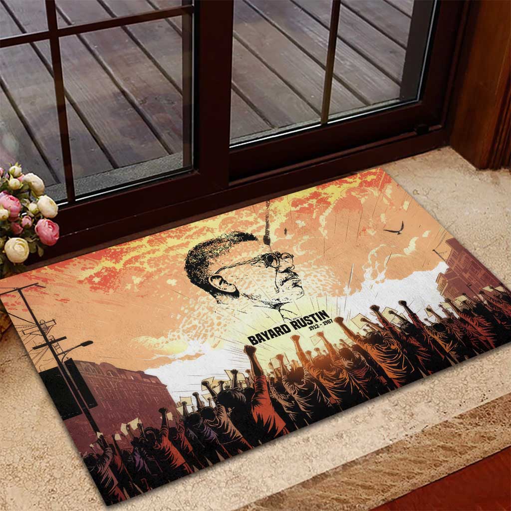 Bayard Rustin Rubber Doormat with Radical Nonviolence Design Protest Crowd and Courage Civil Rights Tribute - African Pride