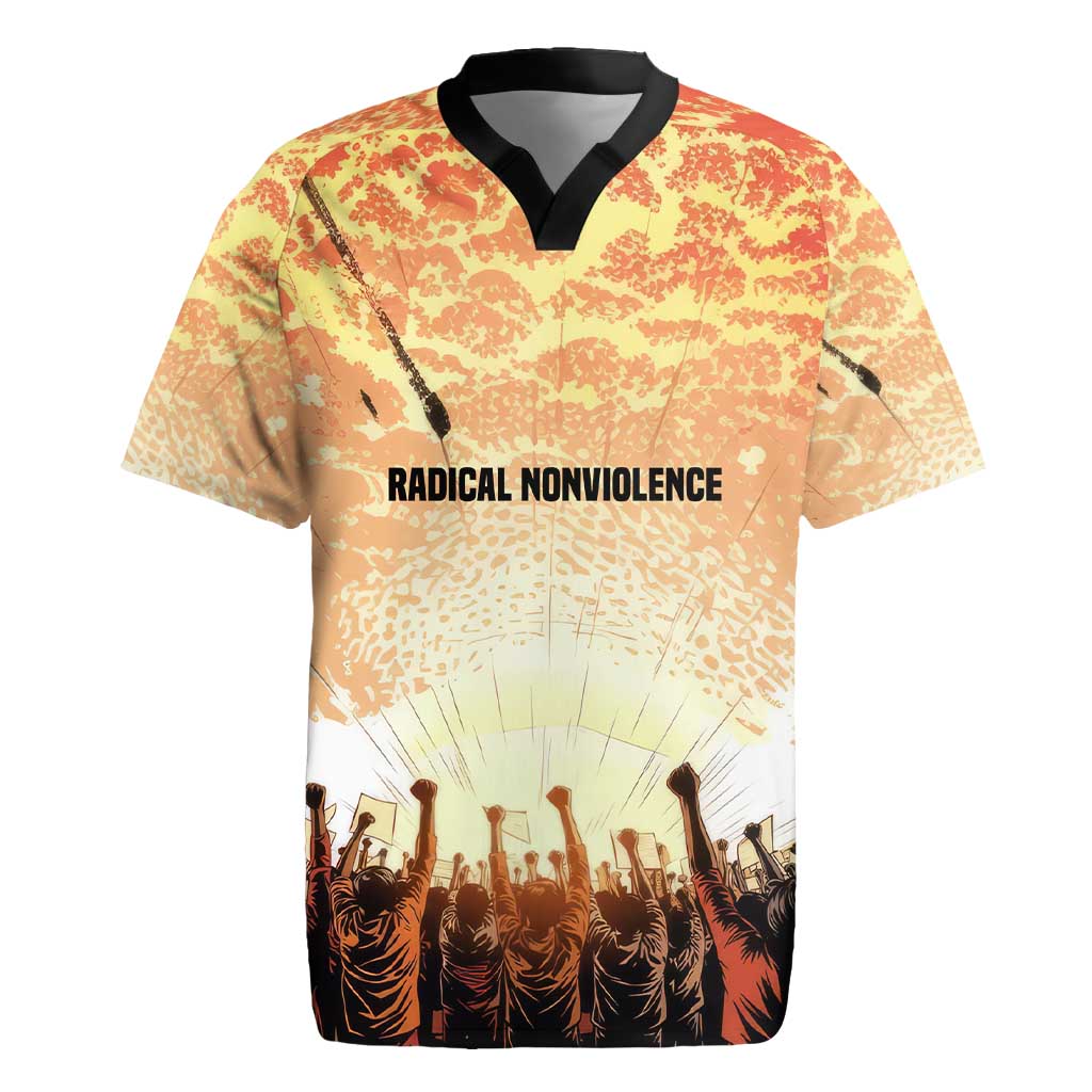 Bayard Rustin Rugby Jersey with Radical Nonviolence Design Protest Crowd and Courage Civil Rights Tribute - African Pride