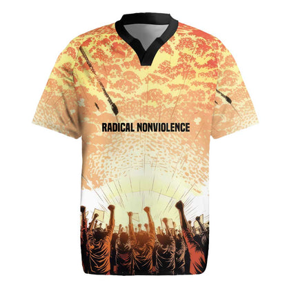 Bayard Rustin Rugby Jersey with Radical Nonviolence Design Protest Crowd and Courage Civil Rights Tribute - African Pride