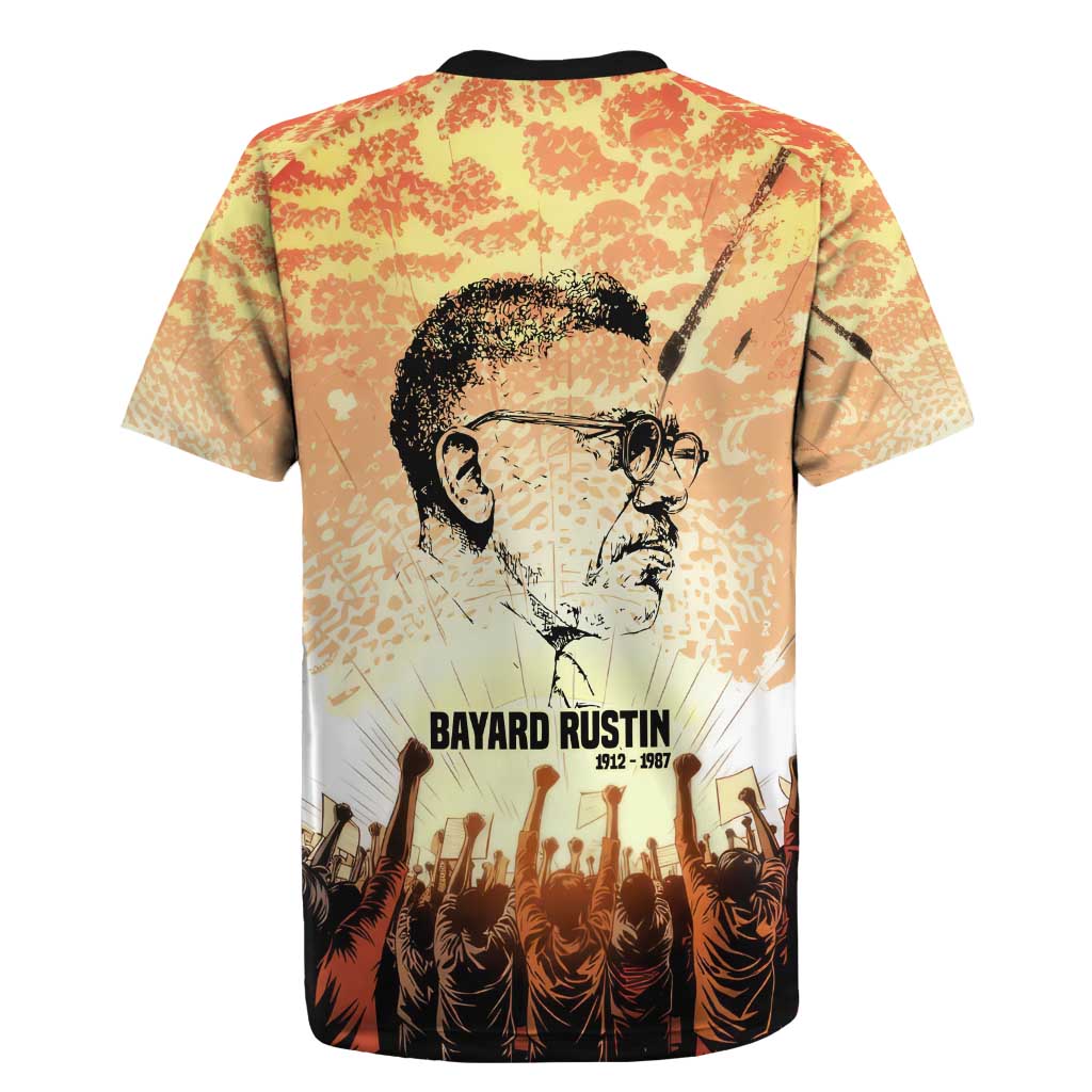 Bayard Rustin Rugby Jersey with Radical Nonviolence Design Protest Crowd and Courage Civil Rights Tribute - African Pride